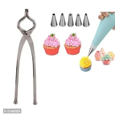 Classic Stainless Steel Sansi Pakkad Pinser And 6 Pieces Stainless Steel Reusable Washable Cake Nozzle Silicone Icing Piping Cream Pastry Making Bag 2 Pieces-thumb4