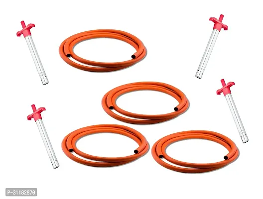 Four Isi Marked Lpg Hose Flexible Gas Pipe -Steel Wire Reinforced 1.5 Meter With Four Gas Lighter -Pack Of 8-thumb0