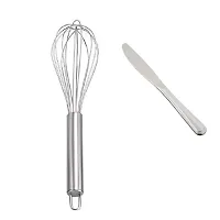 Stainless Steel Egg Beater And Stainless Steel Dinner Butter Knives With Pearled Edge 2 Pcs-thumb2