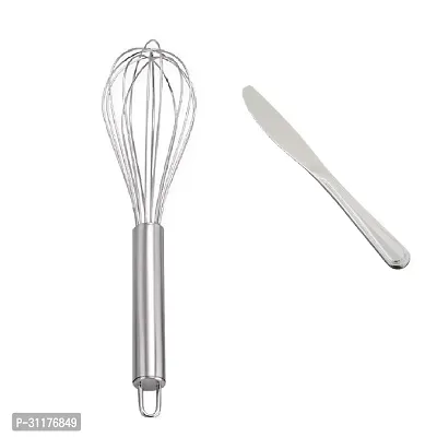 Stainless Steel Egg Beater And Stainless Steel Dinner Butter Knives With Pearled Edge 2 Pcs-thumb3