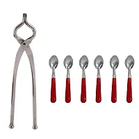 Stainless Steel Pincer With Plastic Handle 6 Pcs Spoon Pack Of 2-thumb2