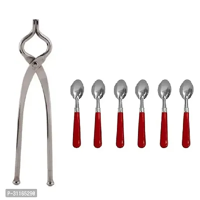 Stainless Steel Pincer With Plastic Handle 6 Pcs Spoon Pack Of 2-thumb3