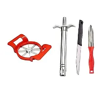 Useful Stainless Steel Apple Cutter And Gas Lighter With knife And Plastic Peeler-4 Pieces-thumb1