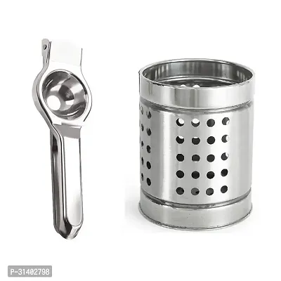 Stainless Steel Lemon Squeezer With Stainless Steel Cutlery Holder-thumb0