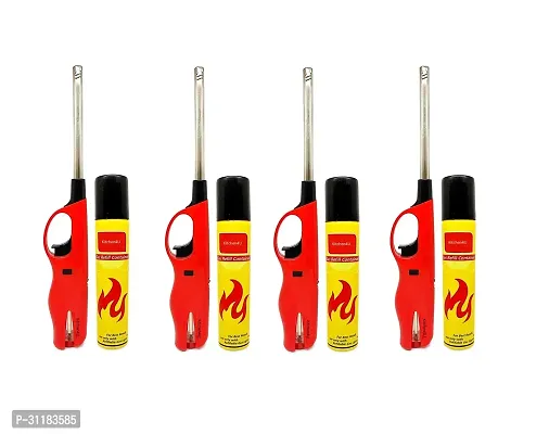 Refillable Gas Lighter For Kitchen Stove With Refill Gas Bottle Can Assorted Pack Of 4 Assorted Color-thumb0