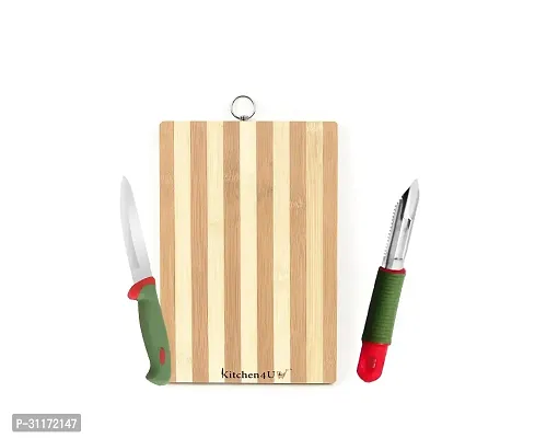 Classic Premium Bamboo Chopping Board Cutting Board With Soft Grip Peeler And Stainless Steel Vegetable Knife Combo Of 3-thumb0