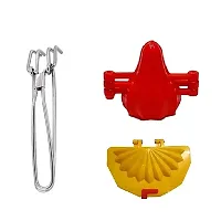 Stainless Steel Wire Tong Pakkad And Plastic Modak And Gujiya Mould Pack Of 3-thumb3