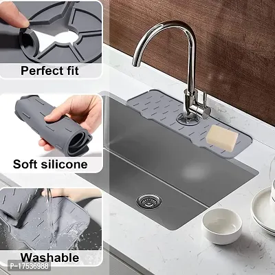 Kitchen Sink Splash Guard Mat, Silicone Sink Water Splash Catcher Pad Behind Faucet For Kitchen, Bathroom, Sink Draining Dish Drying Mat Countertop Splash Protector And Storage