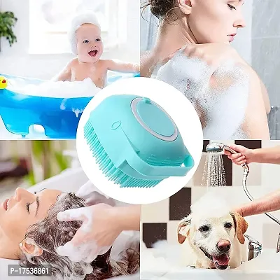 Silicone Soft Body Scrubber Loofah, Shampoo Soap Dispenser Side Bathing Brush-thumb3