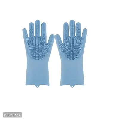 Silicone Scrubbing Gloves For Dish Washing And Pet Grooming -Assorted Colour-thumb0