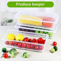 Fridge Storage Boxes, Fridge Organizer With Removable Drain Plate Fridge Storage Containers Keeps Fruits, Vegetables, Meat, Fish Fresh Longer-thumb2