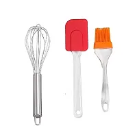 Stainless Steel Egg Beater With Silicone Big Spatula And Brush Set Pack Of 2-thumb2