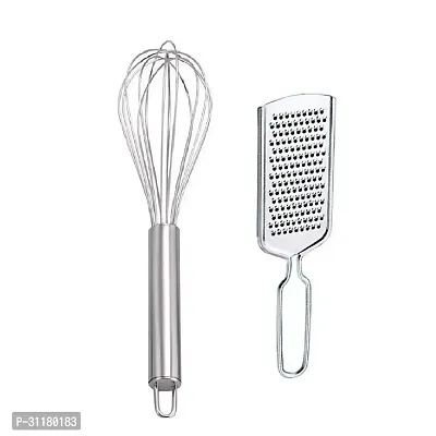 Stainless Steel Egg Beater With Stainless Steel Cheese Grater Pack Of 2-thumb2