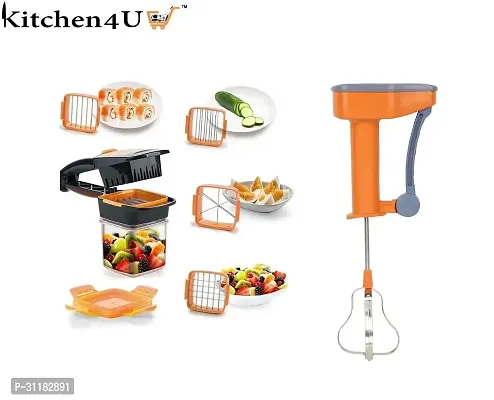 Power Free With 5 In 1 Multifunction Vegetable Dicer -Set Of Two, Multi Colour-thumb0