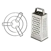 Stainless Steel Kitchen Cooking Pot Steaming Tray Round Cooker Steamer Stand And Stainless Steel 5 In 1 Grater And Slicer With 4 Sides Pack Of 2-thumb1