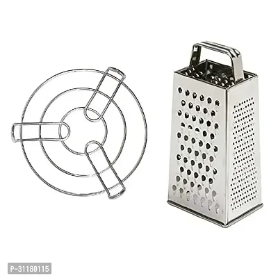 Stainless Steel Kitchen Cooking Pot Steaming Tray Round Cooker Steamer Stand And Stainless Steel 5 In 1 Grater And Slicer With 4 Sides Pack Of 2-thumb2