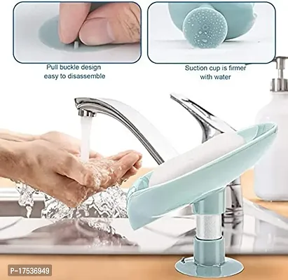 Bonanza Soap Dispenser For Bathroom Kitchen Sink Holder Leaf-Shape Self Draining Soap Dish Holder Self Adhesive Soap Holder For Bathroom