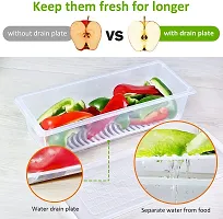 Fridge Storage Boxes, Fridge Organizer With Removable Drain Plate Fridge Storage Containers Keeps Fruits, Vegetables, Meat, Fish Fresh Longer-thumb1