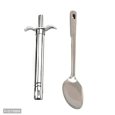 Stainless Steel Gas Lighter And Cooking Spoon Strainer Paan With Long Handle 2 Pcs-thumb2