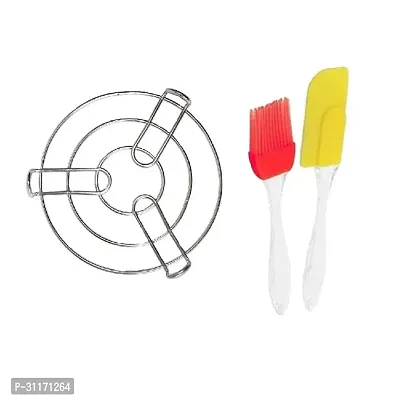 Stainless Steel Round Steamer Stand With Silicone Mini Spatula And Brush Set 2 Pcs-thumb4