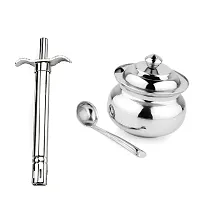 Stainless Steel Gas Lighter And Stainless Steel Ghee Pot Jar With Spoon 2 Pcs-thumb2