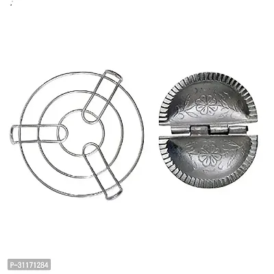 Stainless Steel Round Steamer Stand With Aluminium Gujiya Mould 2 Pcs-thumb3