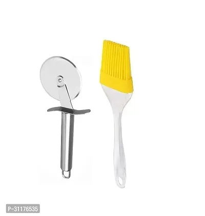 Stainless Steel Pizza Cutter And Silicone Big Oil Brush Only 2 Pcs-thumb3