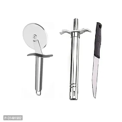 Stainless Steel Pizza Cutter Gas Lighter With knife Pack Of 3-thumb3