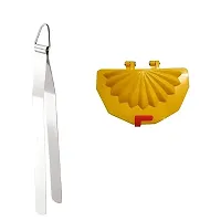 Stainless Steel Chimta for Roti Chapati Chimta Tong for Chapati Tong And Plastic Gujiya Mould Sancha Maker (Multicolour) 2 Pcs-thumb2