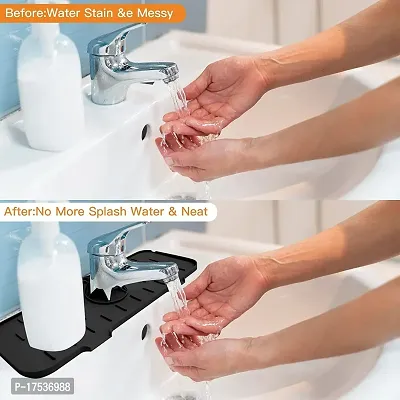 Kitchen Sink Splash Guard Mat, Silicone Sink Water Splash Catcher Pad Behind Faucet For Kitchen, Bathroom, Sink Draining Dish Drying Mat Countertop Splash Protector And Storage-thumb2