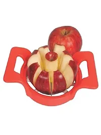 Apple Cutter/Slicer With 8 Blades Heavy Plastic Apple Cutter, Apple Cutter Stainless Steel Blades Fruit Slicer (Pack Of 1, Red)-thumb1