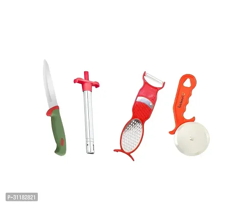 Combo Of Chopping Board, Soft Grip Knife, 3 In 1 Peeler And Gas Lighter Kitchen With Pizza Cutter - Combo Of 5-thumb4