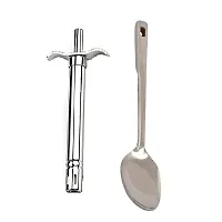 Stainless Steel Gas Lighter And Cooking Spoon Strainer Paan With Long Handle 2 Pcs-thumb3