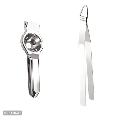 Useful Stainless Steel Lemon Squeezer With Chapati Tong- 2 Pieces-thumb0