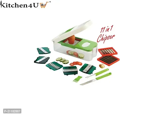 11 In 1 Multi-Function Slicer Vegetable And Fruits Cutter, Dicer Grater And Chopper, Peeler With Container Onion Cutter Kitchen Accessories -1 Set-thumb2