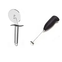 Stainless Steel Pizza Cutter And Electric Coffee Beater Foam Maker Milk Frother 2 Pcs-thumb3