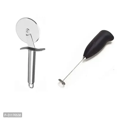 Stainless Steel Pizza Cutter And Electric Coffee Beater Foam Maker Milk Frother 2 Pcs-thumb4