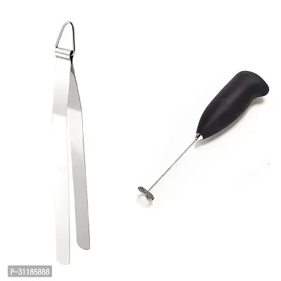 Stainless Steel Chimta for Roti Chapati Chimta Tong for Chapati Tong And Electric Coffee Beater Foam Maker Milk Frother 2 Pcs-thumb4