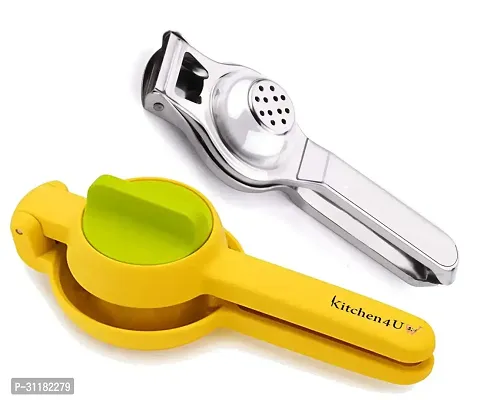 Manual Squeeze And Twist Hand Juicer Yellow and Ice Cream Scoop Pack Of 2-thumb0