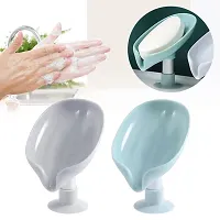 Bonanza Soap Dispenser For Bathroom Kitchen Sink Holder Leaf-Shape Self Draining Soap Dish Holder Self Adhesive Soap Holder For Bathroom-thumb1