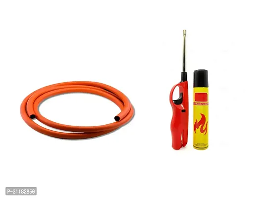 Isi Marked Lpg Hose Flexible Gas Pipe -Steel Wire Reinforced 1.5 Meter With Heavy Duty Adjustable Flame With Refiller Bottle -Pack Of 2-thumb0