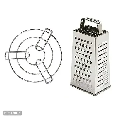 Stainless Steel Kitchen Cooking Pot Steaming Tray Round Cooker Steamer Stand And Stainless Steel 5 In 1 Grater And Slicer With 4 Sides Pack Of 2-thumb3