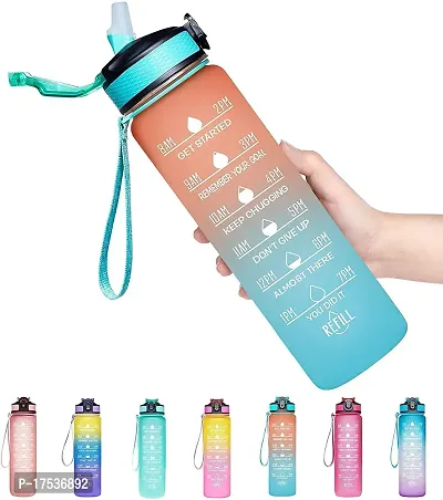 Water Bottles, Large Water Bottle With Motivational Time Marker And Removable Strainer, Bpa Free Non-Toxic , Office, Kids,School,Fitness,Trekking, Camping,Gym And Outdoor Sports-thumb3