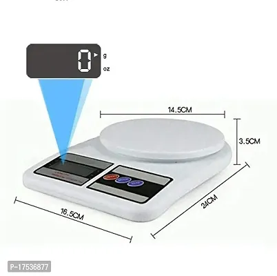 Electronic Digital Plastic Sf400 Kitchen Weighing Scale 10 Kg Weight Measure For Spices Vegetable Liquids (White)-thumb2