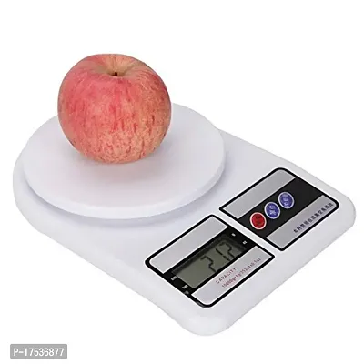 Electronic Digital Plastic Sf400 Kitchen Weighing Scale 10 Kg Weight Measure For Spices Vegetable Liquids (White)