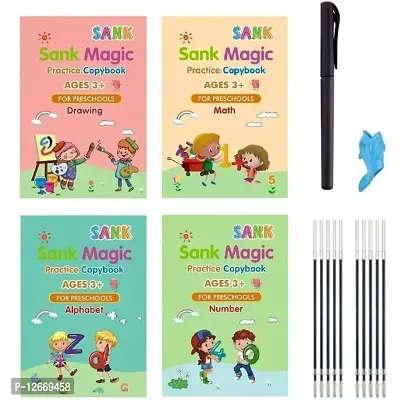 Ferrena 4 pcs magic practice copybook  10 refill for kids handwriting English reusable magical tracing book letter writing set-thumb0