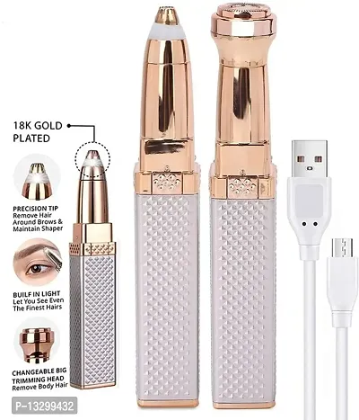 2 IN 1 HAIR REMOVER Eyebrow Trimmer for Women, 2 in 1 Rechargeable Facial Hair Remover with Replaceable Heads, Professional Safe Personal Hair Removal Eyebrow Razor with Indicator light