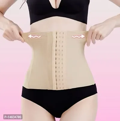 Skin colored Air Breath Tummy Grip Belt Waist Trainer and Slimming Corset 3 Hooks Girdle with Wire Support Shapewear-thumb3