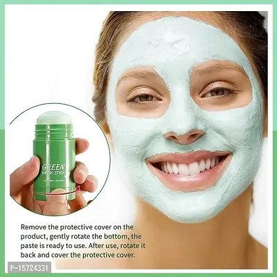 Green Tea Mask Stick for Face, Blackhead Remover with Green Tea Extract, Deep Pore Cleansing, Moisturizing, Skin Brightening, Removes Blackheads for All Skin Types of Men and Women - 1 pc-thumb0