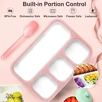 Lunch Box for Adults and Kids, Leak Proof 4 Compartment Lunch Box, BPA-Free, Microwave Freezer Safe Food Containers with Spoon.(Multicolor)-thumb1
